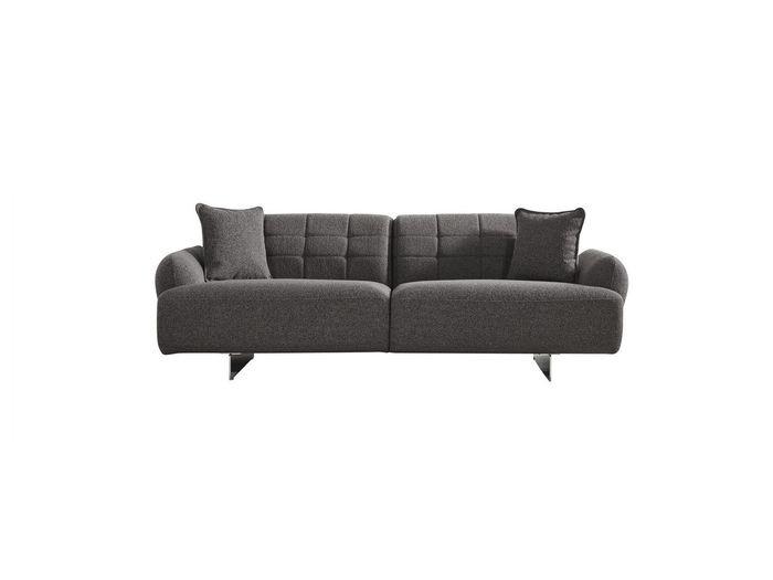 Dreisitzer Sofa 3 Sitzer Polstersofa Grau Stoff Polyester Couch Modern