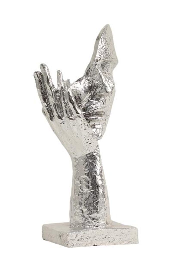 Moderne Dekoration 25 cm Gesicht Figur Figuren Versilbert Statuen Skulptur Neu