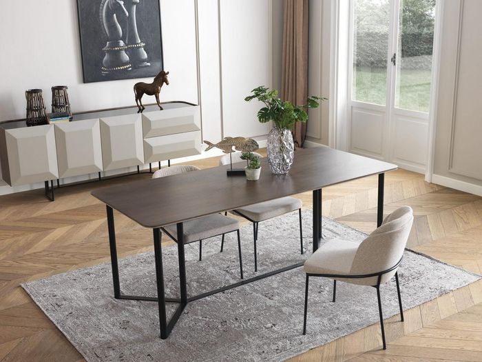 Esszimmer Essecke Essgruppe Esstisch Set 7tlg Holz Braun Stühle Modern