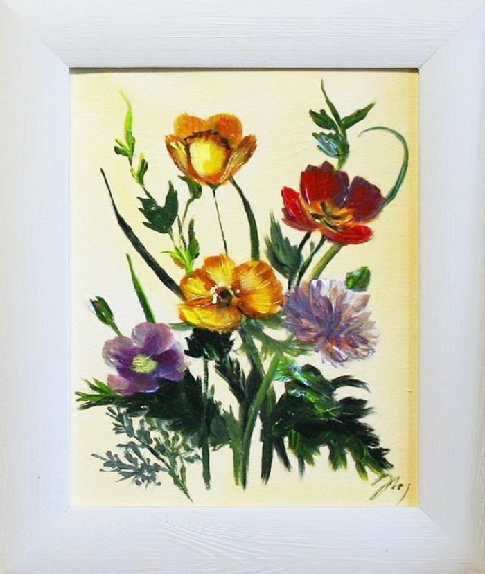 Pflanzen Blumen Ölgemälde Bild Bilder Gemälde Ölbilder Ölbild Mit Rahmen G04357