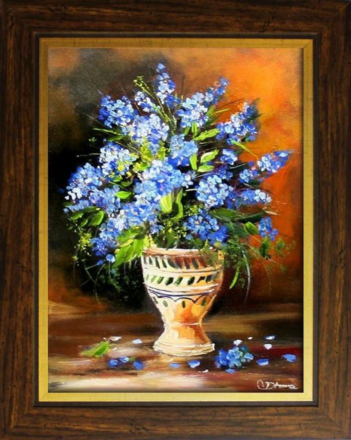 Flieder Blumen Ölgemälde Bild Bilder Gemälde Ölbilder Ölbild Mit Rahmen -G05939