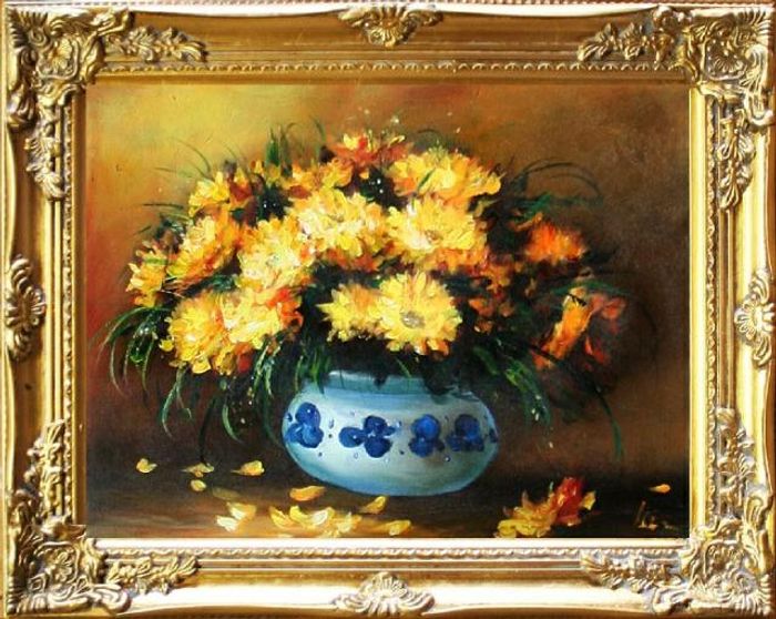 Ölgemälde Blumen Pflanzen Bild Bilder Gemälde Ölbilder Ölbild Mit Rahmen G06085