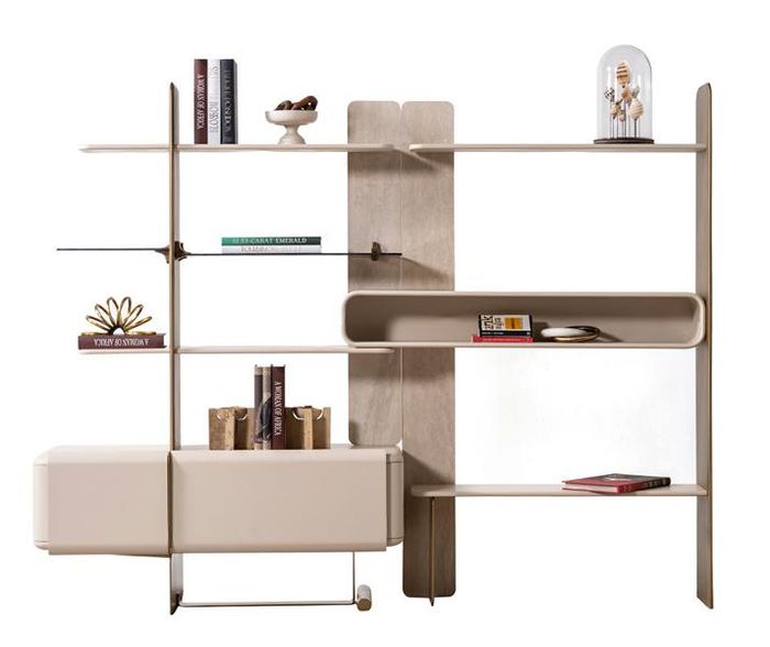 Modern Bücherregal Beige Exklusiv Bücherständer Regal Wohnzimmermöbel