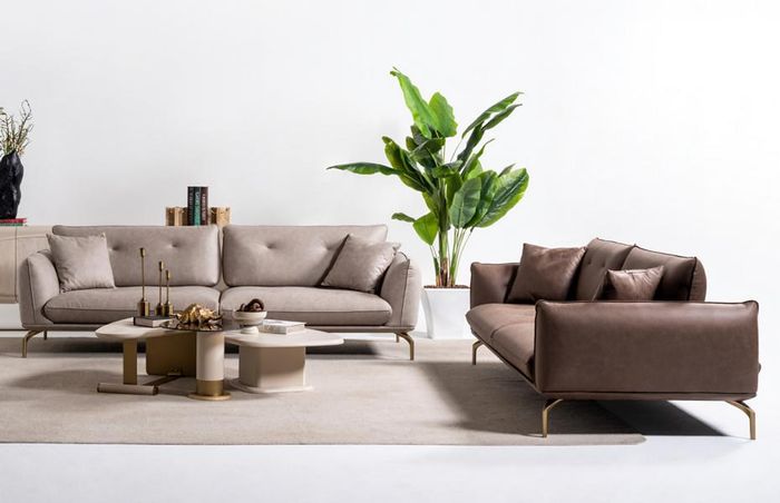 Luxus Couch Polstergarnitur Sofagarnitur 4+3 Sitzer Couchen Polster Möbel Braun