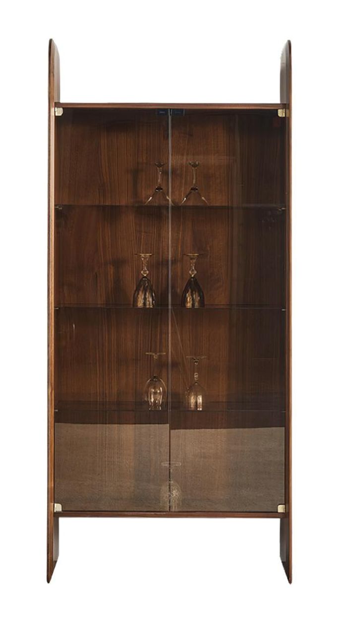 Modern Vitrine Wohnzimmer Braun Glasvitrine Hochwertig Vitrinenschrank