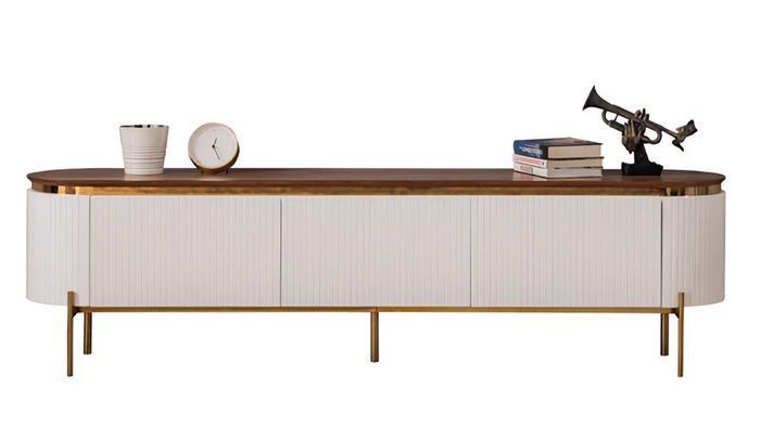 Zeitlos RTV Luxuriös Sideboard Weiß Fernsehtisch Wohnzimmer Lowboard