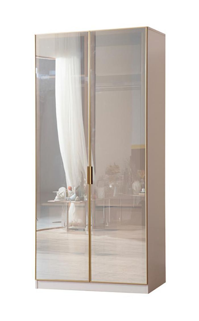 Elegant Beige Kleiderschrank Modern 2 Türen Schrank Schlafzimmer Möbel