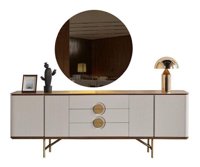 Harmonisch Kommode mit Spiegel Funktional Beige Kommode Esszimmer Sideboard