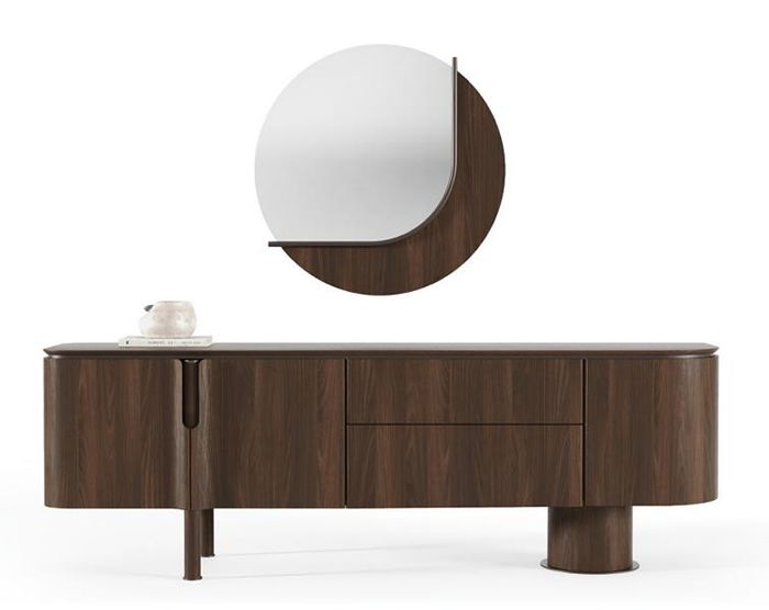 Bequem Braun Kommode mit Spiegel Stilvoll Anrichte Esszimmermöbel Sideboard