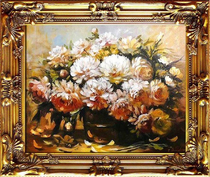 Rosen Blumen Ölgemälde Bild Gemälde Ölbilder Ölbild Bilderrahmen Rahmen G00376
