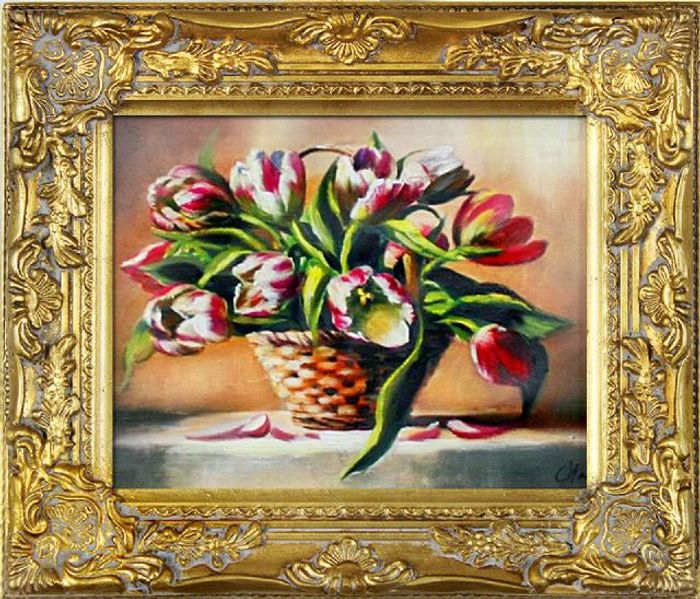 Tulpen Blumen Ölgemälde Bild Bilder Gemälde Ölbilder Ölbild Mit Rahmen G01017