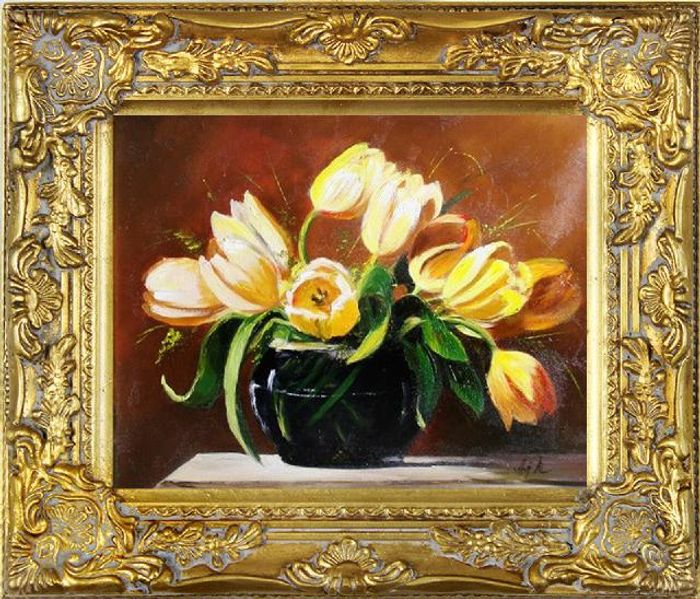 Tulpen Blumen Ölgemälde Bild Bilder Gemälde Ölbilder Ölbild Mit Rahmen G01018