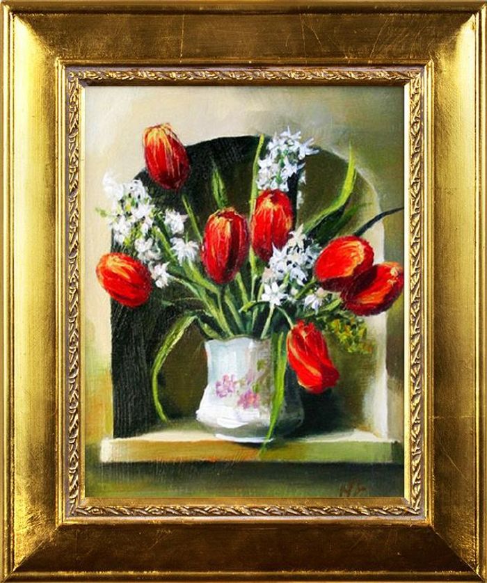 Tulpen Blumen Ölgemälde Bild Bilder Gemälde Ölbilder Ölbild Mit Rahmen G01246
