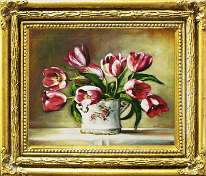 Tulpen Blumen Ölgemälde Bild Bilder Gemälde Ölbilder Ölbild Mit Rahmen G01261