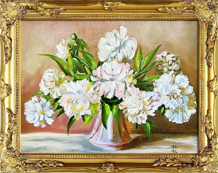 Rosen Blumen Ölgemälde Bild Gemälde Ölbilder Ölbild Bilderrahmen Rahmen - G01465