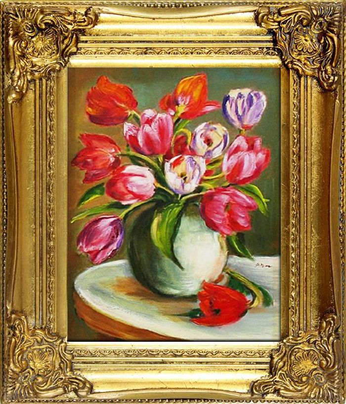 Tulpen Blumen Ölgemälde Bild Bilder Gemälde Ölbilder Ölbild Mit Rahmen G01923