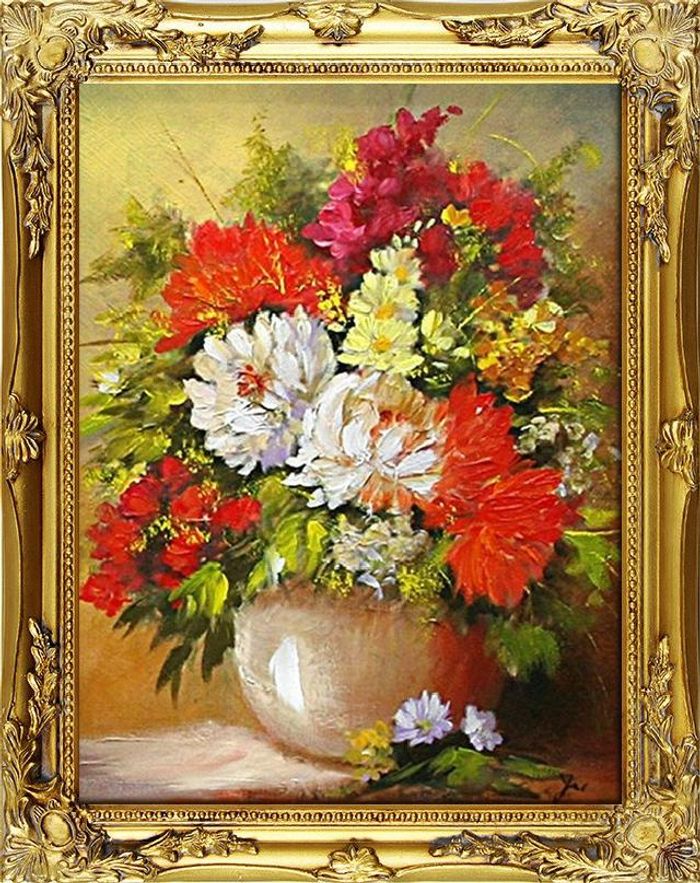 Rosen Blumen Ölgemälde Bild Gemälde Ölbilder Ölbild Bilderrahmen Rahmen -G02192