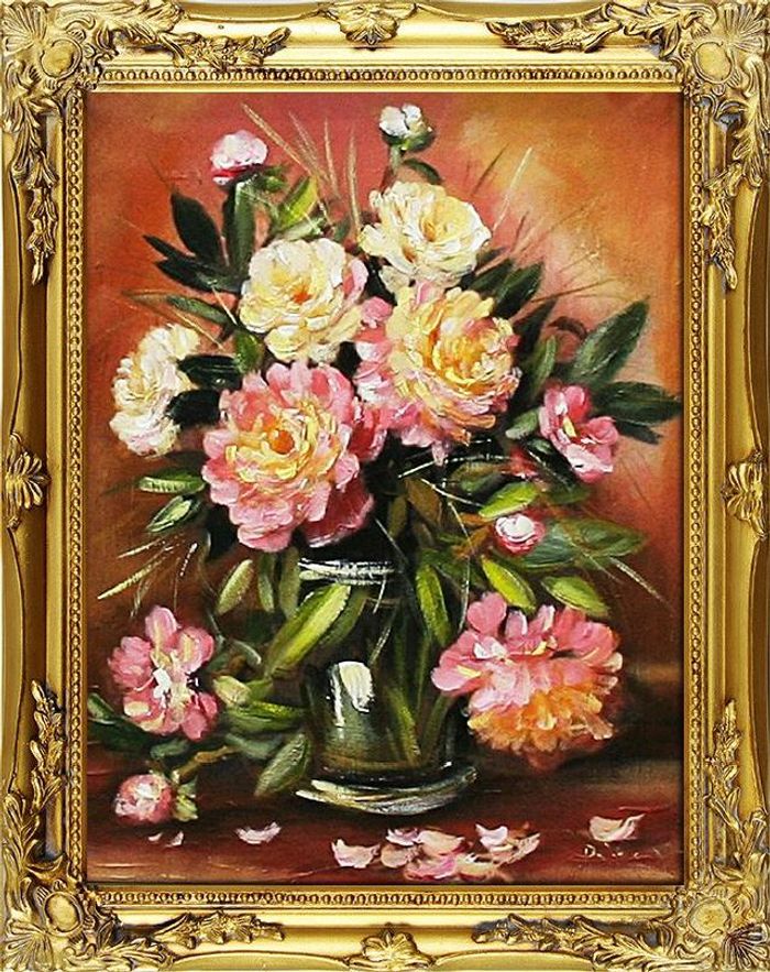 Rosen Blumen Ölgemälde Bild Gemälde Ölbilder Ölbild Bilderrahmen Rahmen - G02224