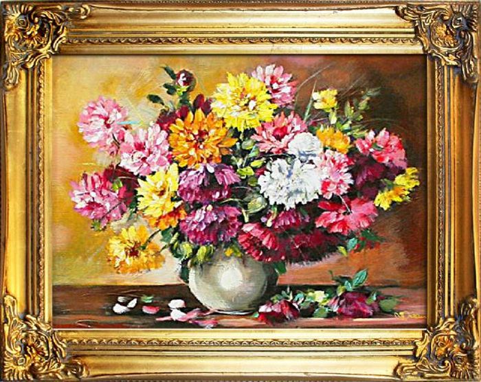 Rosen Blumen Ölgemälde Bild Gemälde Ölbilder Ölbild Bilderrahmen Rahmen G02588