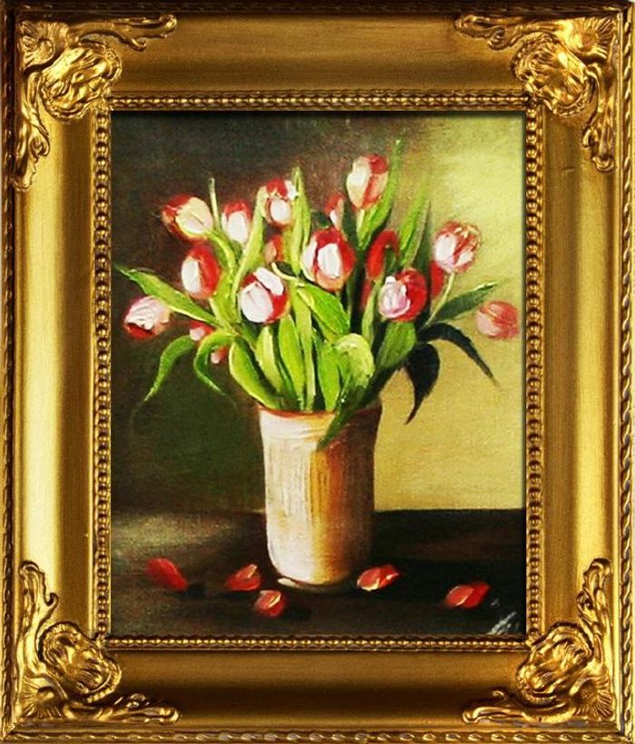 Tulpen Blumen Ölgemälde Bild Bilder Gemälde Ölbilder Ölbild Mit Rahmen G02609