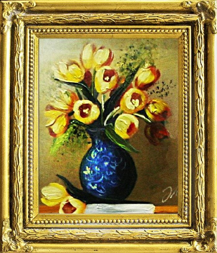 Tulpen Blumen Ölgemälde Bild Bilder Gemälde Ölbilder Ölbild Mit Rahmen G02610
