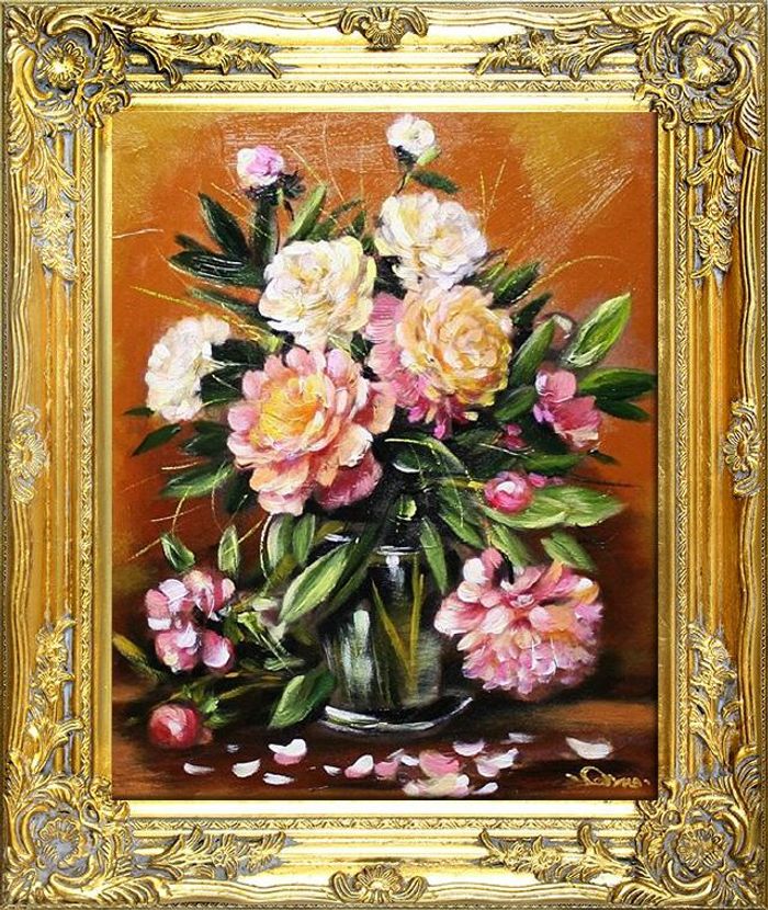 Rosen Blumen Ölgemälde Bild Gemälde Ölbilder Ölbild Bilderrahmen Rahmen G03300