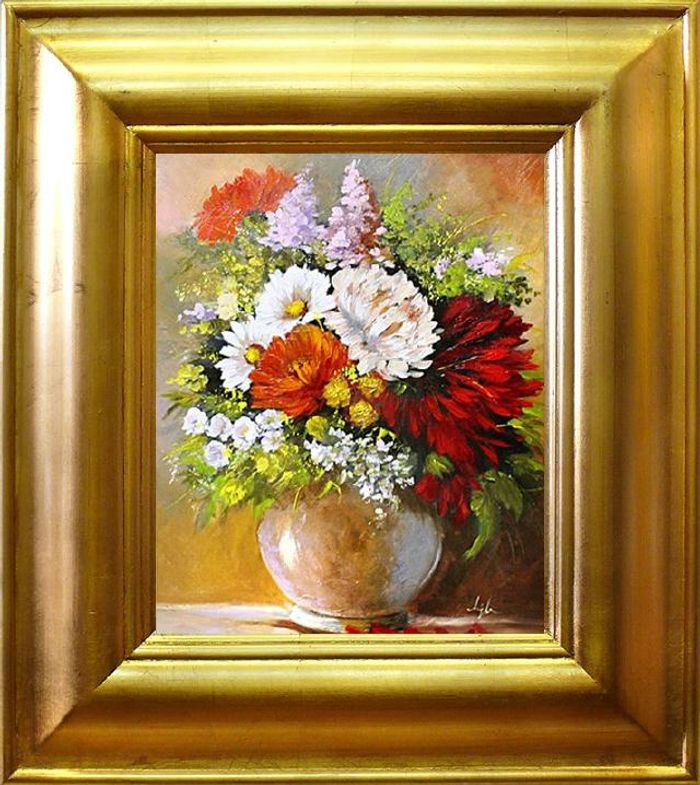 Rosen Blumen Ölgemälde Bild Gemälde Ölbilder Ölbild Bilderrahmen Rahmen - G03413