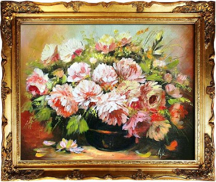 Rosen Blumen Ölgemälde Bild Gemälde Ölbilder Ölbild Bilderrahmen Rahmen G03575
