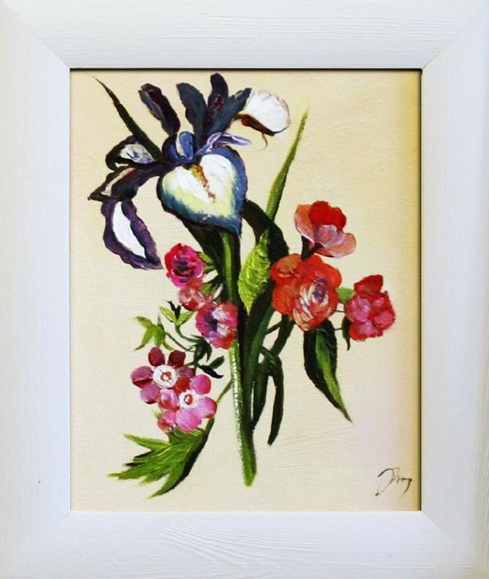 Schwertlilien Blumen Ölgemälde Bild Gemälde Ölbilder Ölbild Mit Rahmen - G04346