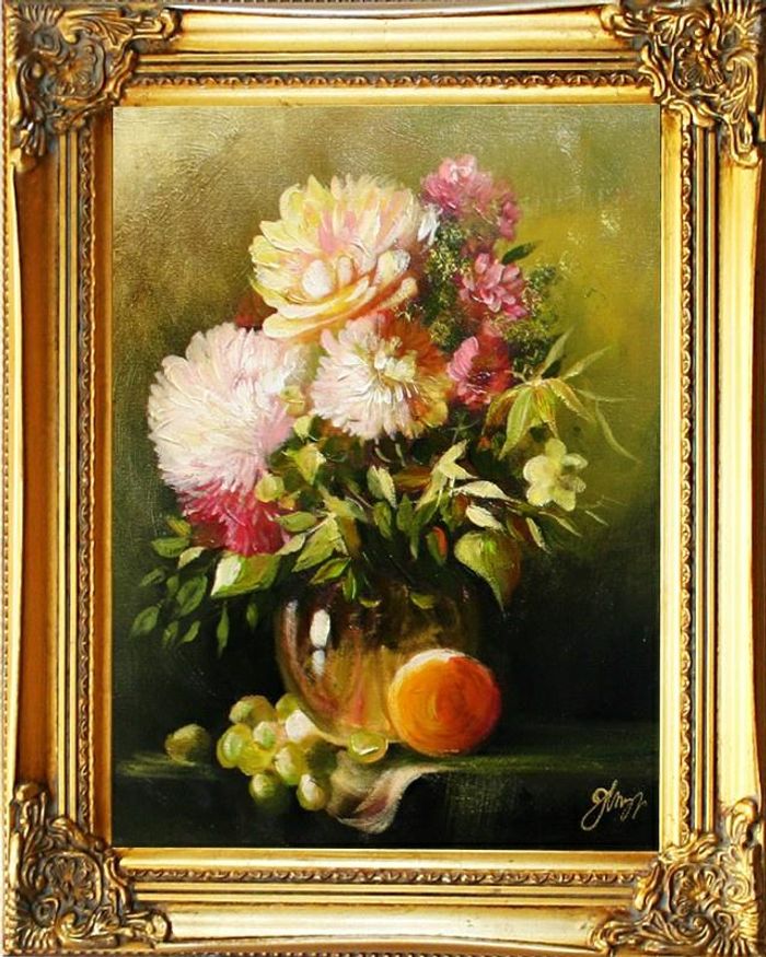Rosen Blumen Ölgemälde Bild Gemälde Ölbilder Ölbild Bilderrahmen Rahmen G05075