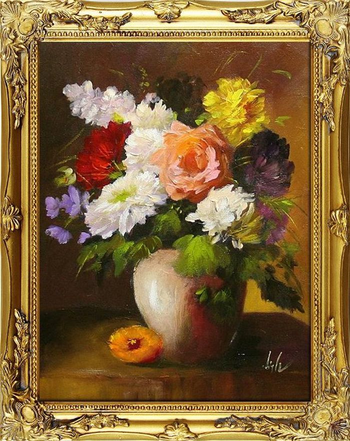 Rosen Blumen Ölgemälde Bild Gemälde Ölbilder Ölbild Bilderrahmen Rahmen - G05204