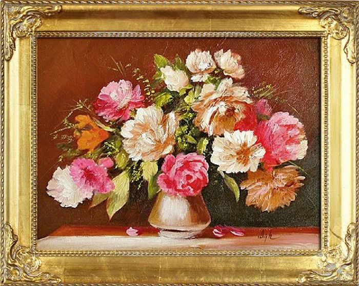 Rosen Blumen Ölgemälde Bild Gemälde Ölbilder Ölbild Bilderrahmen Rahmen G05207