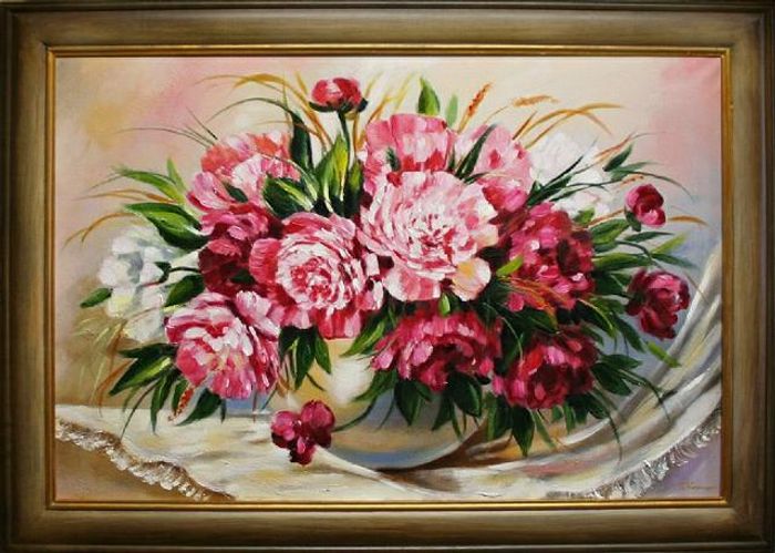 Rosen Blumen Ölgemälde Bild Gemälde Ölbilder Ölbild Bilderrahmen Rahmen G05380