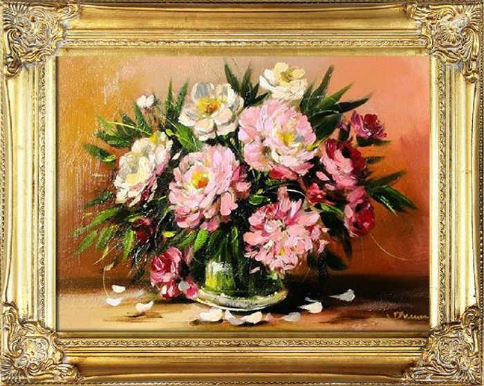 Rosen Blumen Ölgemälde Bild Gemälde Ölbilder Ölbild Bilderrahmen Rahmen G05524
