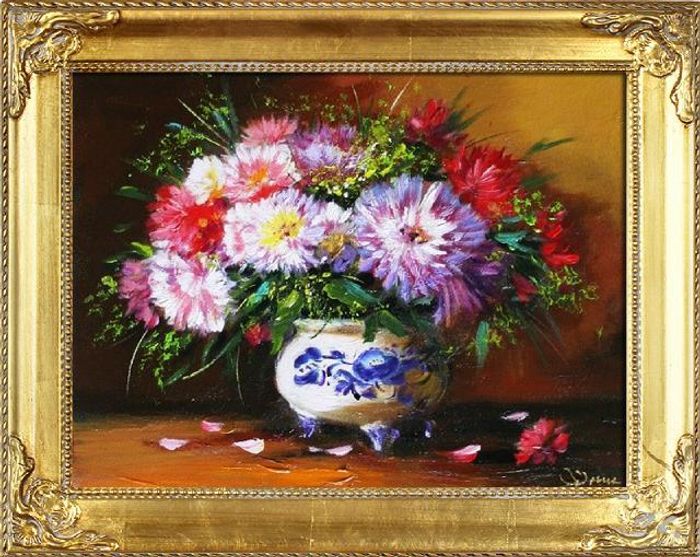 Rosen Blumen Ölgemälde Bild Gemälde Ölbilder Ölbild Bilderrahmen RahmenG05869