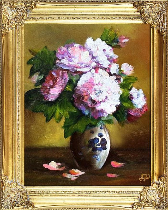 Rosen Blumen Ölgemälde Bild Gemälde Ölbilder Ölbild Bilderrahmen Rahmen G05967
