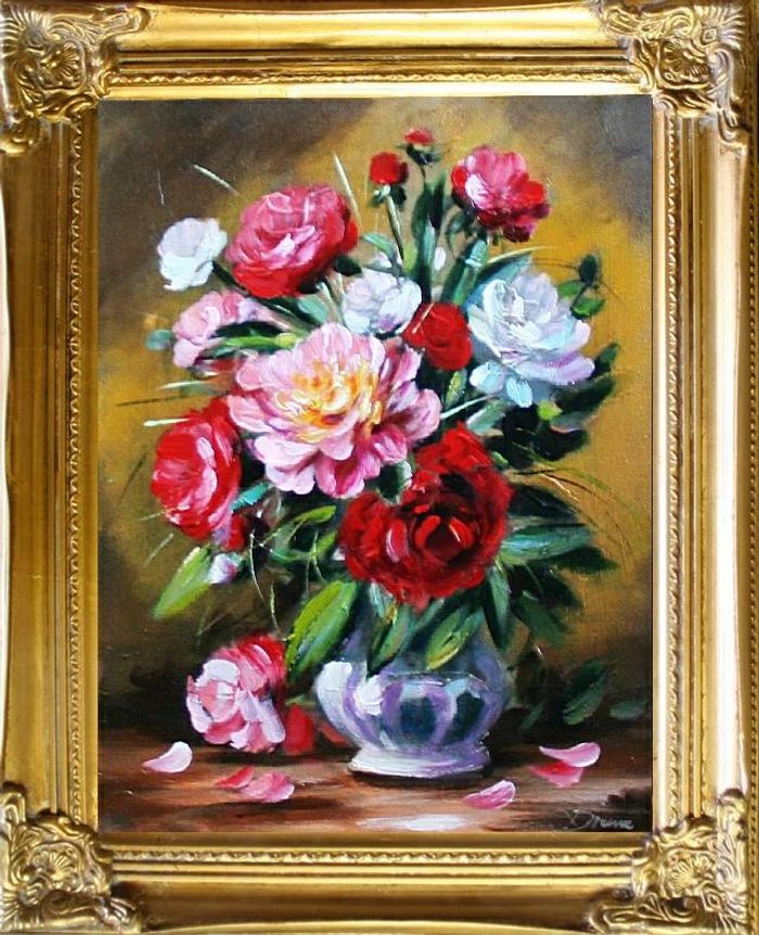 Rosen Blumen Ölgemälde Bild Gemälde Ölbilder Ölbild Bilderrahmen Rahmen - G06105