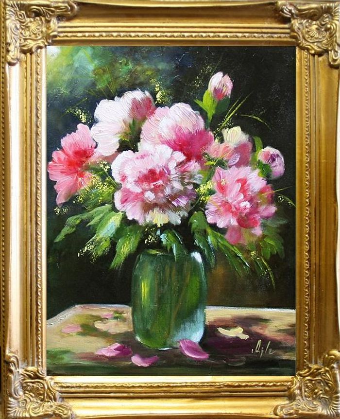 Rosen Blumen Ölgemälde Bild Gemälde Ölbilder Ölbild Bilderrahmen Rahmen - G06153