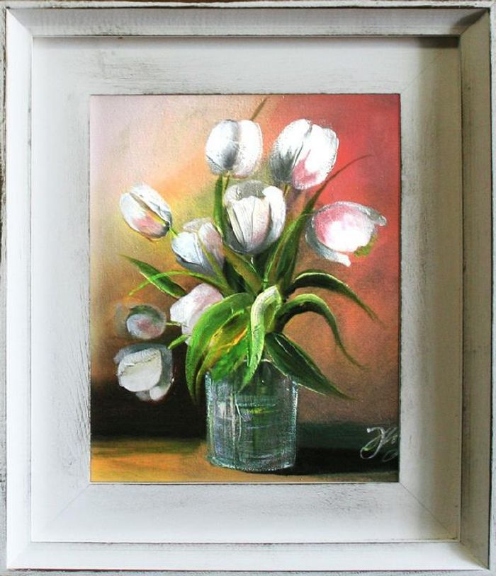 Tulpen Blumen Ölgemälde Bild Bilder Gemälde Ölbilder Ölbild Mit Rahmen G06650