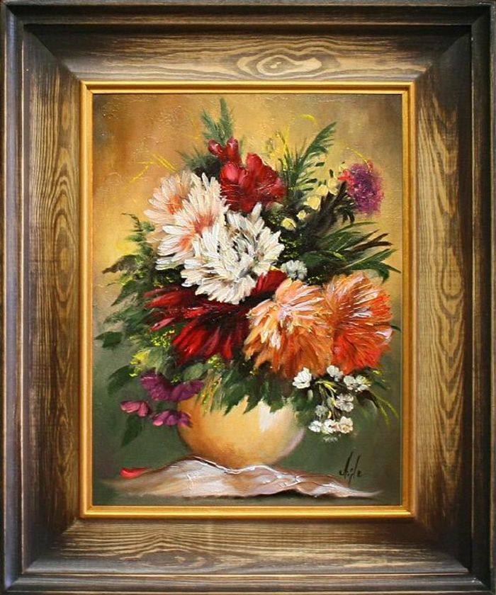 Rosen Blumen Ölgemälde Bild Gemälde Ölbilder Ölbild Bilderrahmen Rahmen - G15099
