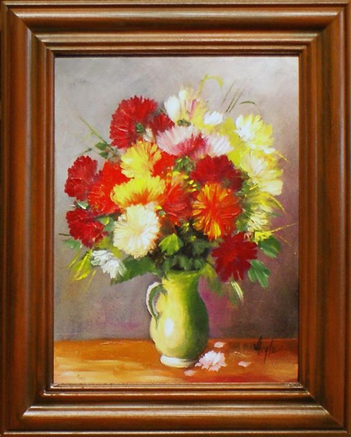 Rosen Blumen Ölgemälde Bild Gemälde Ölbilder Ölbild Bilderrahmen Rahmen G15885