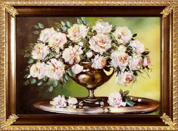 Rosen Blumen Ölgemälde Bild Gemälde Ölbilder Ölbild Bilderrahmen Rahmen - G93958