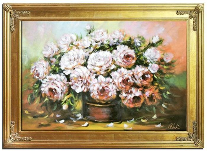 Rosen Blumen Ölgemälde Bild Gemälde Ölbilder Ölbild Bilderrahmen Rahmen G94172