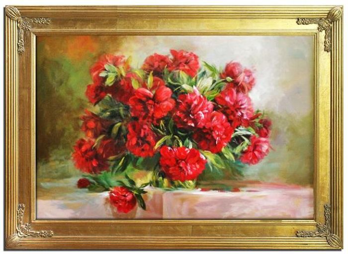 Rosen Blumen Ölgemälde Bild Gemälde Ölbilder Ölbild Bilderrahmen Rahmen G94174
