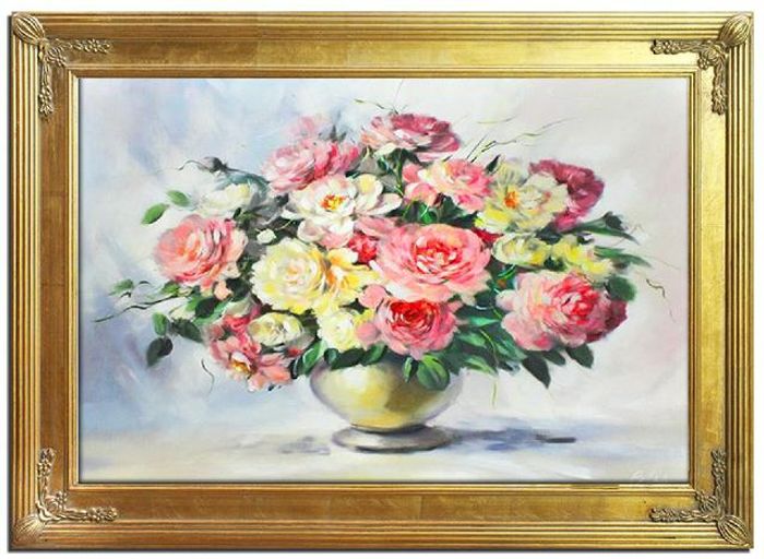 Rosen Blumen Ölgemälde Bild Gemälde Ölbilder Ölbild Bilderrahmen Rahmen G94175