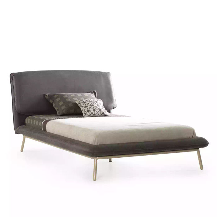 Polsterbett Bettrahmen Bett Bettgestell Stoff Grau Jugendbett Bettgestelle
