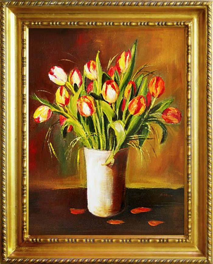 Tulpen Blumen Ölgemälde Bild Bilder Gemälde Ölbilder Ölbild Mit Rahmen G01924