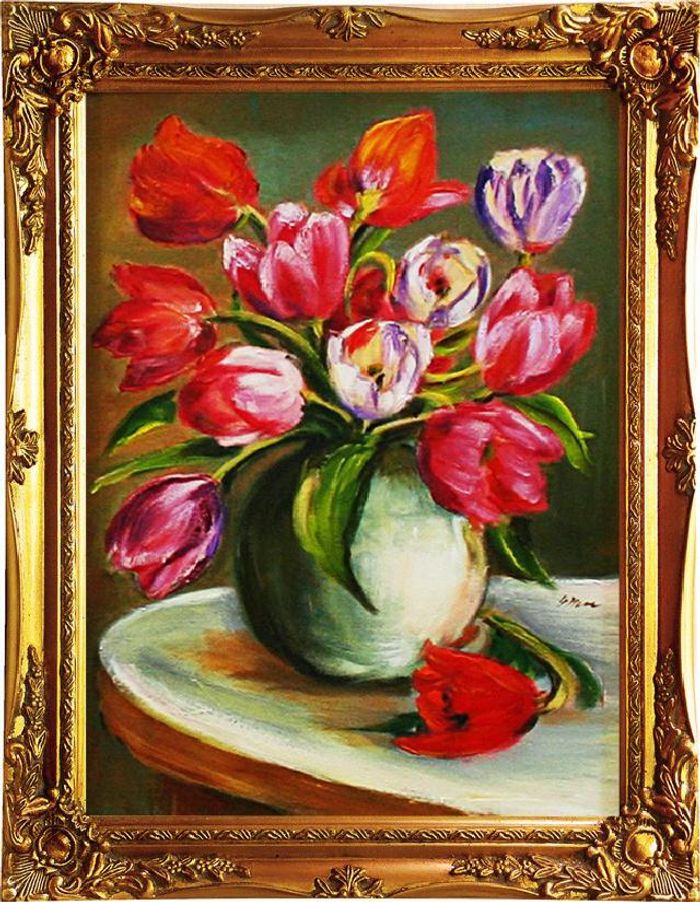 Tulpen Blumen Ölgemälde Bild Bilder Gemälde Ölbilder Ölbild Mit Rahmen G02182
