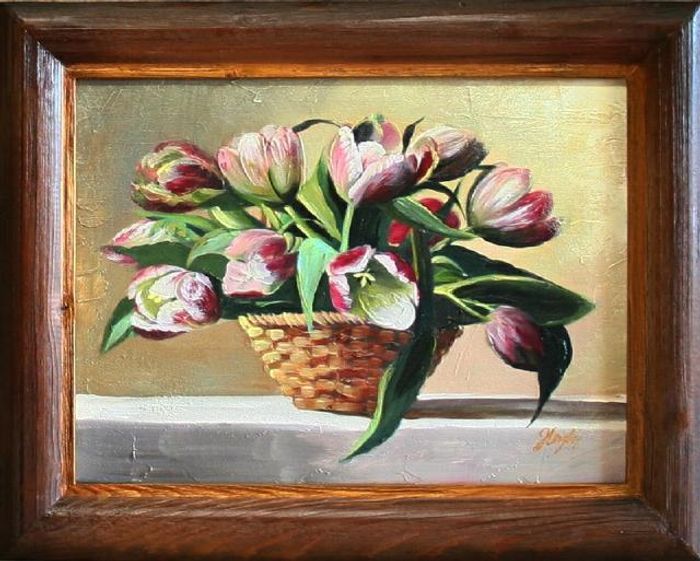 Tulpen Blumen Ölgemälde Bild Bilder Gemälde Ölbilder Ölbild Mit Rahmen G04676