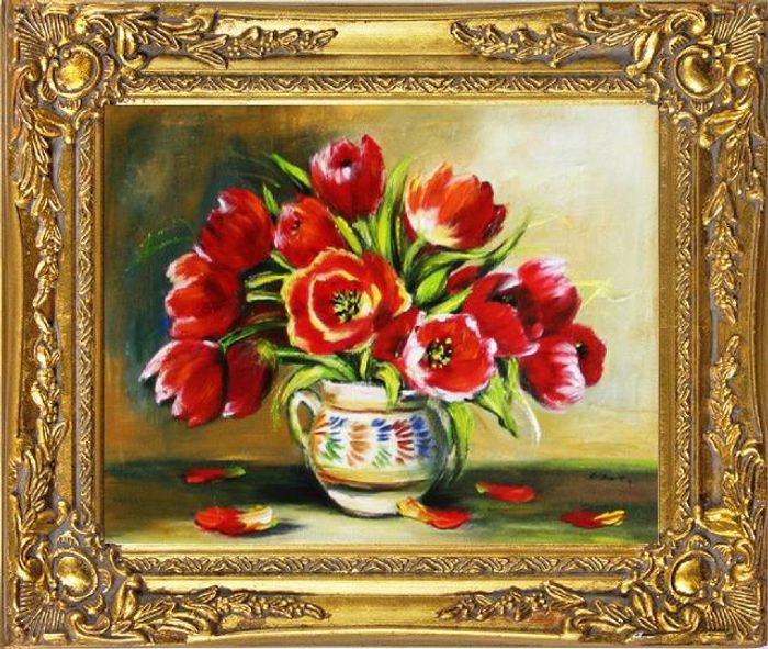Tulpen Blumen Ölgemälde Bild Bilder Gemälde Ölbilder Ölbild Mit Rahmen G06155
